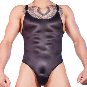 Mono musculoso sedoso ajustado Sexy para hombre, botón a presión, entrepierna abierta, nuevos tirantes, mono clásico transpirable - Product Image 5