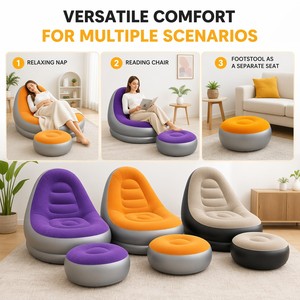Sofá Inflable Moderno y Minimalista al por Mayor con Otomana, PVC Flocado, Portátil, <span class=keywords><strong>Plegable</strong></span>, para Interiores y Exteriores, Personalizable - Product Image 4