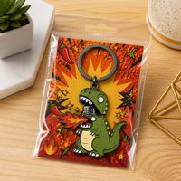 Porte-clés Dinosaure T-Rex Souffleur de Feu en Émail Souple, Accessoires de Sac à Dos, Porte-clés Métallique Personnalisé, Vente en Gros