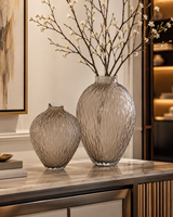 Lot de 2 Vases en Verre Côtelé pour Hydroponie – Durables, Modernes et Texturés – Idéaux pour la Maison, l'Hôtel, les Mariages et les Espaces de Vie