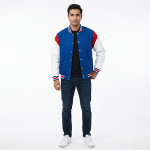 Veste universitaire décontractée d'hiver pour homme, personnalisée et brodée, 100 % coton toile, col montant, logo frontal, manches longues, respirante - Product Image 1