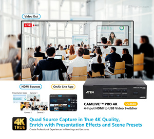 <span class=keywords><strong>CAMLIVE</strong></span> PRO 4K 4-Eingang HDMI zu USB Video-Switcher ATEN UC3430 - Product Image 4