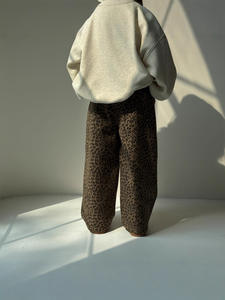 B11 <span class=keywords><strong>Pantaloni</strong></span> Larghi a Vita Elastica con Stampa Leopardata in <span class=keywords><strong>Velluto</strong></span> per Bambine Coreane, Autunno Inverno 2025, Casual e Versatili - Product Image 5