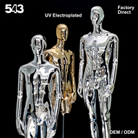 Mannequin Homme Premium à Bras Articulés, Corps Entier, Électroplaqué UV, Chromé Or Argent, Présentoir Debout ou Assis