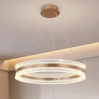 Suspension ronde minimaliste moderne en acrylique pour salle à manger, cuisine, chambre et salon Lustre à base de fer à source LED