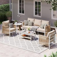 Set Furnitur Teras Luar Ruangan dari Paduan Aluminium, Kombinasi Resepsi Teras Modern, Cocok untuk Balkon dan Beranda