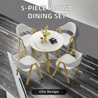 Ensemble de table à manger moderne en MDF avec 4 chaises pour salle à manger, hôtel, restaurant, café, boutique, usage de loisirs et de réception