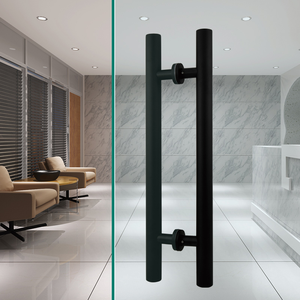 La manija negra más popular Manija de puerta negra de vidrio satinado y pulido Manija de madera de puerta de vidrio - Product Image 2