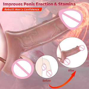 Manchon de pénis double densité de 6.5 pouces manchon d'extension de pénis réaliste et doux pour homme manchon de bite extensible grandeur nature pour Couple 18 + - Product Image 4