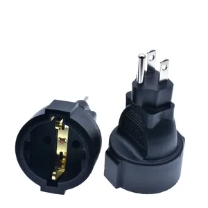 Adaptador de tomada schuko, 3 pinos macho para europa 2 pinos adaptador ac nema 5-15p para cee7/7 adaptador de tomada 250v 15a