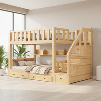 Lit superposé moderne en pin massif pour chambre d'enfant, réglable, avec échelle et tiroirs de rangement, idéal pour les dortoirs B2B