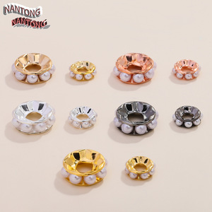 Perles d'espacement NANTONG en plastique ABS plaqué, pour la fabrication de bijoux DIY (bracelets, colliers) – Or 18 carats, Or rose, Argent - Product Image 1