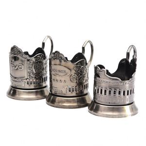 Custom Logo Bronze Podstakannik Russian Hot Tea Coffee Drink Metal Cup Holder - Product Image 3