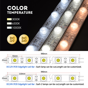 Barre LED à éclairage latéral rigide 15*45 degrés 10*60 degrés dc12v dc24v ip20 ip67 barre LED edgelit pour boîte à lumière SEG - Product Image 3