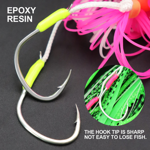 Komcamcis 4 màu sắc nước mặn sâu biển câu cá kim loại Jig thu hút với sáng mềm mực váy với đôi móc thuyền câu cá - Product Image 5
