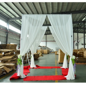 Kit de Tubos y Cortinas Ajustables de Aluminio Plateado para Fondo de Escenario para Bodas - Product Image 2
