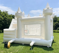 Château gonflable blanc de qualité supérieure avec toboggan double piste, coloris marbré, pour événements, jardins et locations de fêtes