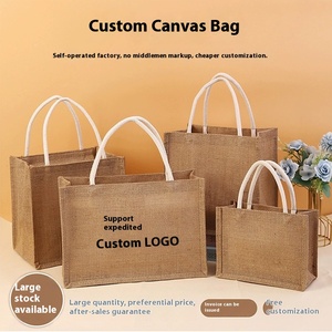 <strong>Custom</strong> <strong>Printing</strong> logo Recyclable Cotton Linen <strong>Jute</strong> <strong>Tote</strong> <strong>Bag</strong> Portable Handled Shopping Retro <strong>Tote</strong> <strong>Bag</strong> for Gift and Promotion - Product Image 2