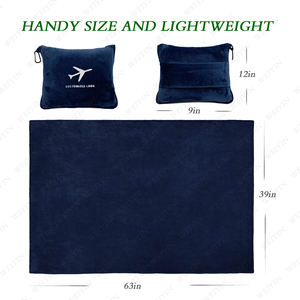 بطانية صوفية وحقيبة 2 في 1 بسعر منخفض للغاية، طقم بطانية للسفر بالطائرة، مع شعار مطرز مخصص مرفق - Product Image 3