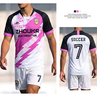 Ensemble d'uniformes de football personnalisés en jersey jacquard polyester de haute qualité, respirants et sublimés, pour équipes de soccer, fabrication en gros