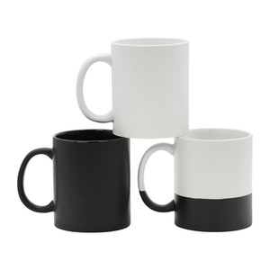 Simple Glazed <b>Ceramic</b> Mug Solid Color Porcelain Coffee Tea <b>Cup</b> Home Use White Black Two Tone Design - Product Image 1