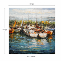 50*50cm Eski Sanatçı Özel Yapım Tekneler Limanda Fotoğraflar Resimler Vintage Yağlıboya Tablolar Ev Dekor Sanatı