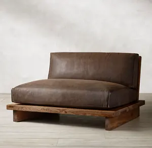 Sassanid OEM Постмодернистский дубовый сани кожаный современный американский трек ручной работы одинарный диван стул