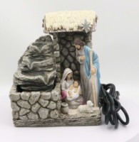 Fontaine d'eau de crèche en résine grise, Sainte Famille, décoration religieuse de table pour les fêtes, personnalisable, marque MSD, approvisionnement B2B Chine