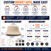 Topi Bucket Lipat, Dapat Dikemas, Bahan Katun Twill Lembut, Lubang Logam, Bordir Logo Custom, Grosir, Partai Besar