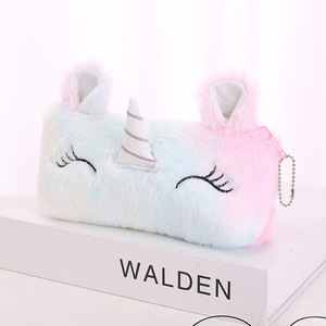 Tatlı Kız Temalı Degrade Unicorn Peluş Kalem Çantası Yumuşak Büyük Kapasiteli Kalem Kutusu Öğrenciler için Sevimli Taşınabilir Kırtasiye ÇantasıGift - Product Image 6