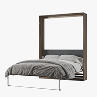 Lit mural moderne Varyron en bois grainé brun, lit escamotable caché, armoire murale pliable, PB/MDF, OEM ODM VYR-BED