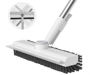 OEM 3 in 1 Scrape and Heavy-Duty Stiff Bristle Scrubber <b>Brush</b> Long Adjustable Handle for Bathroom Kitchen Wall Tub Tile <b>Deck</b> - Product Image 1