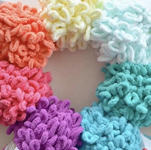 Factory Supplier Puffy <b>Yarn</b> Chenille Loop <b>Yarn</b> No Needles No Hook Finger Crochet Knitting Velvet Plush Soft Baby Blanket - Product Image 3