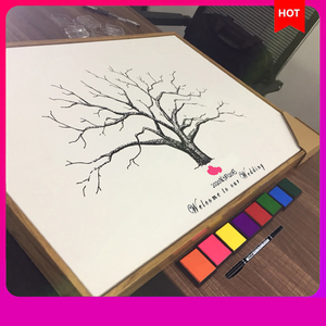 Cadre photo en bois pour bricolage, signe d'<span class=keywords><strong>empreintes</strong></span> digitales de <span class=keywords><strong>mariage</strong></span> occidental personnalisé, cadeau souvenir d'invité en peinture - Product Image 3