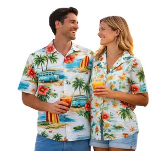 เสื้อเชิ้ตลายดอกสไตล์ฮาราจูกุ แขนสั้น สำหรับฤดูร้อน ชายหาด วันหยุดพักผ่อน ไทย ยูนนาน เทศกาลสงกราน  แบบยูนิเซ็กซ์ ฮาวาย ระบายอากาศได้ดี - Product Image 5