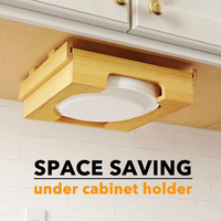 Nouveau Distributeur de Vaisselle Jetable Suspendu en Bambou et Bois de 9 Pouces pour Cuisine, Support de Rangement pour Assiettes à Gâteau, Meuble en Bois Massif