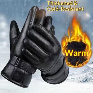 Gants en cuir unisexes à écran tactile transfrontalier, gants d'hiver chauds, imperméables, coupe-vent, rembourrés en velours, gants d'extérieur - Product Image 2