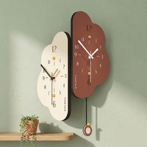 Creative Elegant Battery Powered Wood Cream Style Double Sided Silent Sweep Second Movement Digital Analog Display <b>Wall</b> <b>Clock</b> - Product Image 3
