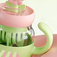 800ml 27oz Bouteilles En Verre Avec Paille Tasse Bouteille D'eau Potable Silicone Fond Gobelet En Verre