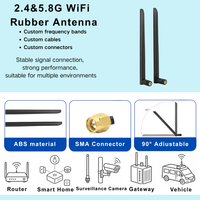 Antenne WiFi double bande 2,4 GHz 5,8 GHz 12 dBi à gain élevé, verticale, à lame plate, en caoutchouc, filetée, pour AP, caméra, OEM