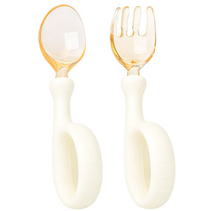 Ensemble cuillère et fourchette pour céréales de riz pour bébé, couleur laiteuse, 0-12 mois, ustensiles d'apprentissage de la nourriture pour nourrissons - Product Image 5
