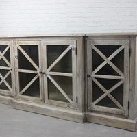 Meuble de rangement de cuisine en bois massif style Shabby Chic avec portes grillagées – En promotion