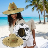 Chapeaux de plage en paille à large bord anti-UV pour hommes, personnalisables avec logo, style Sombrero américain pour le surf et la plage