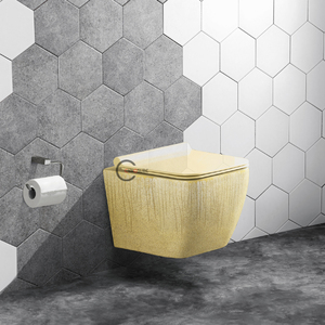 Gold Color Rimless Wall Hung Wc Toilet Porcelain Sanitary Ware Washdown Flushing Wall Hung Toilet - Product Image 5