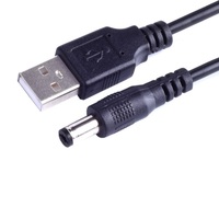 Câble USB mâle OEM vers connecteur barillet 5,5 mm, câble USB vers DC, câble d'alimentation DC 5,5 x 2,5 mm