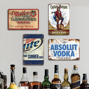 Letrero Metálico Multimarca de Cerveza y Ron, Miller, Captain Morgan, <span class=keywords><strong>Milwaukee</strong></span>, Chicago, Decoración Vintage para Pared de Bar - Product Image 2