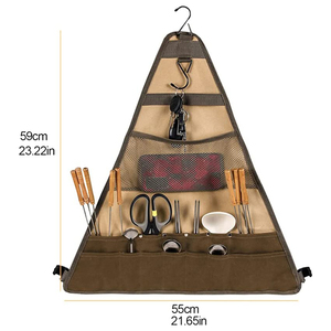 Sac de rangement 20L pour vaisselle d'extérieur Rouleau de toile Baguettes Cuillère Fourchette Organisateur Logo imprimé Camping Ustensiles de cuisine Pack de rangement - Product Image 3