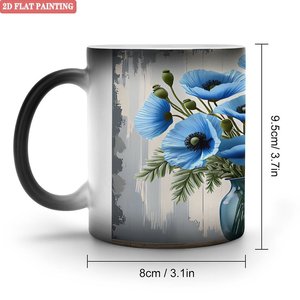 Mug personnalisé avec motif textuel, 11 oz, céramique noire givrée, tasse magique changeant de couleur à la chaleur - Product Image 1