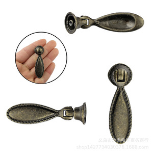 <b>Antique</b> Style Zinc Alloy Cabinet Handle Oval Single Hole A28 Chinese Classic Design Durable Furniture Pull 59mm Length - Product Image 2
