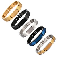 Pulsera Magnética de Acero Inoxidable con Patrón de Cocodrilo, Personalizable, de Moda, Resistente al Agua, para Alivio del Dolor, con Energía Cuántica